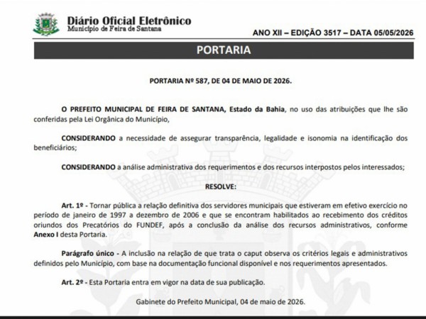 Precatórios do Fundef: Prefeitura divulga relação completa dos beneficiados